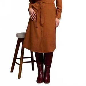 NEW TRIBAL faux suede maxi shirt dress in ginger